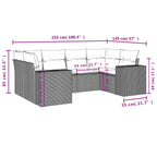 6-teiliges Gartensofa-Set mit Kissen, braun, Polyrattan