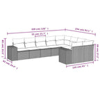 9-tlg. Garten-Sofagarnitur mit Kissen Schwarz Poly Rattan