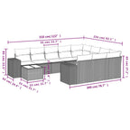 11-teiliges Gartensofa-Set mit Kissen, grau, Polyrattan