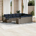 11-teiliges Gartensofa-Set mit Kissen, grau, Polyrattan