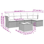6-tlg. Garten-Sofagarnitur mit Kissen Braun Poly Rattan