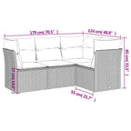 4-tlg. Garten-Sofagarnitur mit Kissen Schwarz Poly Rattan