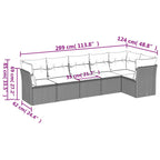 6-tlg. Garten-Sofagarnitur mit Kissen Schwarz Poly Rattan