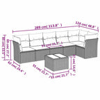7-tlg. Garten-Sofagarnitur mit Kissen Grau Poly Rattan