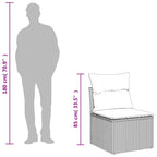 11-teiliges Gartensofa-Set mit Kissen, schwarzes Polyrattan