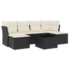 7-tlg. Garten-Sofagarnitur mit Kissen Schwarz Poly Rattan