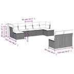 10-tlg. Garten-Sofagarnitur mit Kissen Grau Poly Rattan