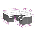12-teiliges Gartensofa-Set mit Kissen, braun, Polyrattan