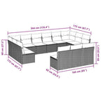13-tlg. Garten-Sofagarnitur mit Kissen Braun Poly Rattan