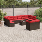 13-teiliges Gartensofa-Set mit Kissen, braun, Polyrattan