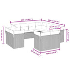 11-tlg. Garten-Sofagarnitur mit Kissen Braun Poly Rattan