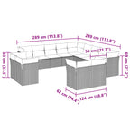13-tlg. Garten-Sofagarnitur mit Kissen Hellgrau Poly Rattan