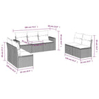 7-tlg. Garten-Sofagarnitur mit Kissen Schwarz Poly Rattan