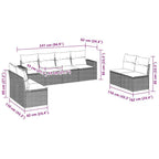 8-tlg. Garten-Sofagarnitur mit Kissen Braun Poly Rattan