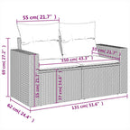 5-tlg. Garten-Sofagarnitur mit Kissen Schwarz Poly Rattan