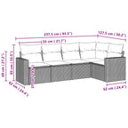 5-tlg. Garten-Sofagarnitur mit Kissen Hellgrau Poly Rattan