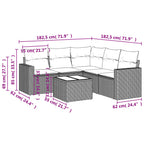 6-tlg. Garten-Sofagarnitur mit Kissen Braun Poly Rattan
