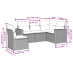 5-tlg. Garten-Sofagarnitur mit Kissen Braun Poly Rattan