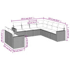 9-tlg. Garten-Sofagarnitur mit Kissen Schwarz Poly Rattan