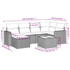 7-tlg. Garten-Sofagarnitur mit Kissen Schwarz Poly Rattan