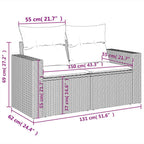 10-tlg. Garten-Sofagarnitur mit Kissen Schwarz Poly Rattan