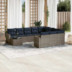 11-teiliges Gartensofa-Set mit Kissen, grau, Polyrattan