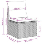 11-tlg. Garten-Sofagarnitur mit Kissen Hellgrau Poly Rattan