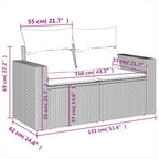 11-tlg. Garten-Sofagarnitur mit Kissen Grau Poly Rattan