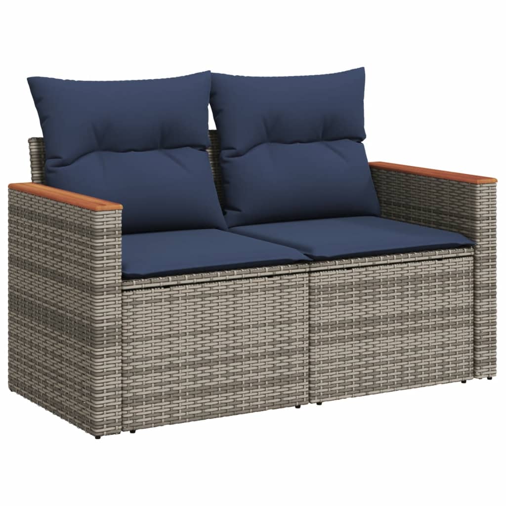 13-teiliges Gartensofa-Set mit Kissen, grau, Polyrattan