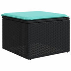 5-teiliges Gartensofa-Set mit Kissen, schwarzes Polyrattan
