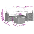 5-teiliges Gartensofa-Set mit Kissen, grau, Polyrattan