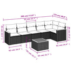 7-teiliges Gartensofa-Set mit Kissen, grau, Polyrattan