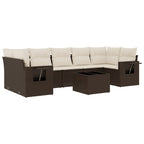 8-tlg. Garten-Sofagarnitur mit Kissen Braun Poly Rattan