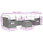 8-tlg. Garten-Sofagarnitur mit Kissen Braun Poly Rattan