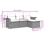 4-tlg. Garten-Sofagarnitur mit Kissen Schwarz Poly Rattan