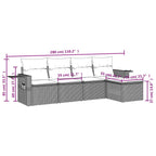 5-tlg. Garten-Sofagarnitur mit Kissen Beige Poly Rattan