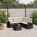 6-tlg. Garten-Sofagarnitur mit Kissen Schwarz Poly Rattan
