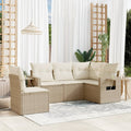 5-tlg. Garten-Sofagarnitur mit Kissen Beige Poly Rattan