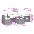6-tlg. Garten-Sofagarnitur mit Kissen Beige Poly Rattan