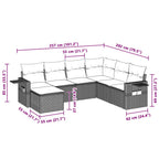 7-tlg. Garten-Sofagarnitur mit Kissen Hellgrau Poly Rattan