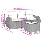 4-tlg. Garten-Sofagarnitur mit Kissen Braun Poly Rattan
