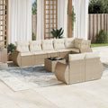 9-tlg. Garten-Sofagarnitur mit Kissen Beige Poly Rattan