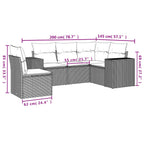 5-tlg. Garten-Sofagarnitur mit Kissen Beige Poly Rattan