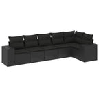 6-tlg. Garten-Sofagarnitur mit Kissen Schwarz Poly Rattan