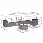 7-tlg. Garten-Sofagarnitur mit Kissen Hellgrau Poly Rattan