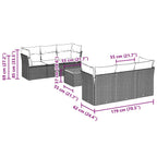 7-tlg. Garten-Sofagarnitur mit Kissen Schwarz Poly Rattan