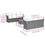 7-tlg. Garten-Sofagarnitur mit Kissen Grau Poly Rattan