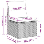 8-tlg. Garten-Sofagarnitur mit Kissen Grau Poly Rattan