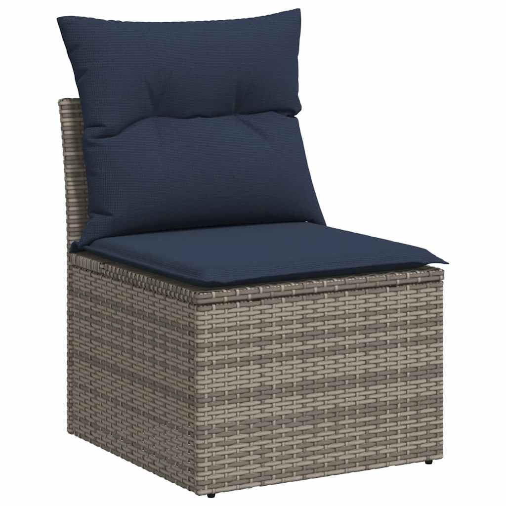 11-teiliges Gartensofa-Set mit Kissen, grau, Polyrattan