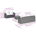 6-tlg. Garten-Sofagarnitur mit Kissen Schwarz Poly Rattan